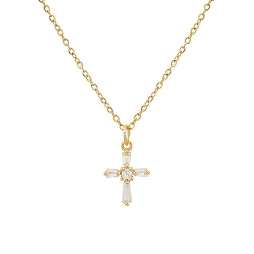 Rebecca 14 Kt Gold Plated Cross Pendant Necklace