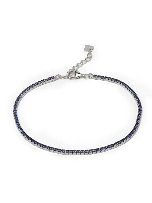 Pulsera Tennis Plata Circonitas Zafiro Azul