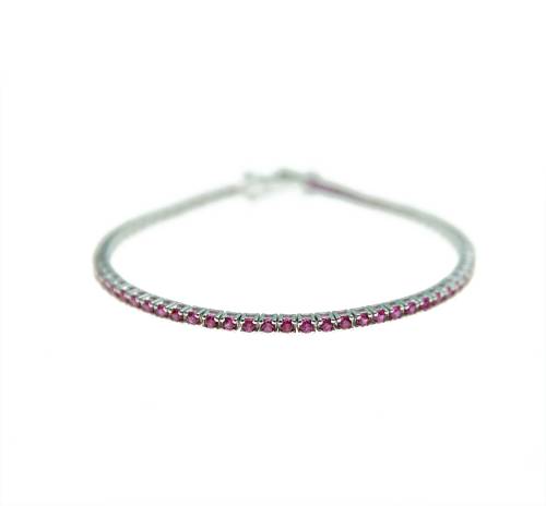 Pulsera Tennis Rubi Circonita Plata